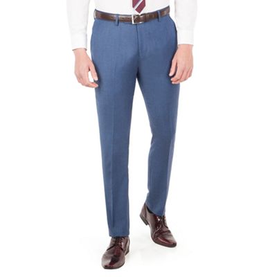Ben Sherman Blue birdseye plain front super slim fit camden suit trouser